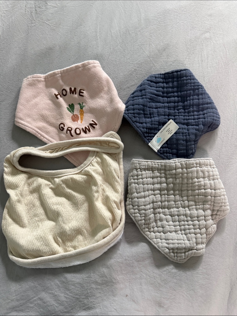 cloud island Bandana Bibs Set - Pink, Blue, Cream, Gray